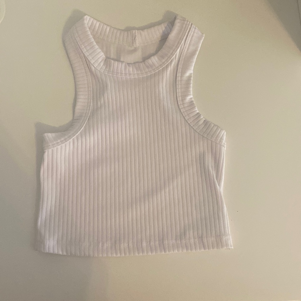 FIVE DANCEWEAR WHITE RIBBED CROPPED TANK TOP child extra large